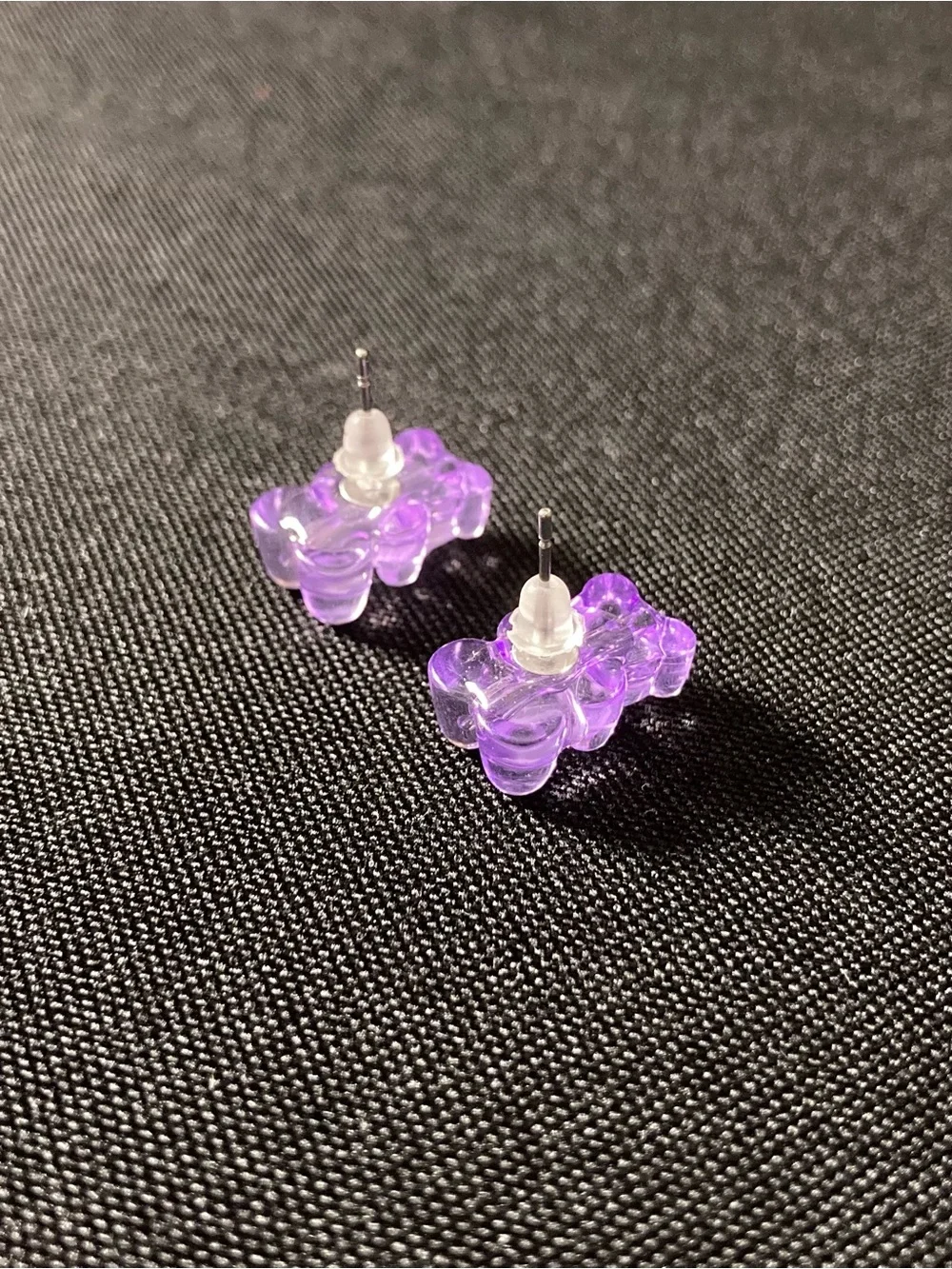 Handmade Pastel Purple Transparent Gummy Bear Stud Earrings
